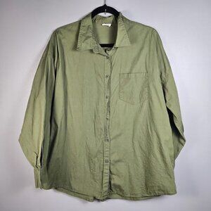 Cotton On Men's Long Sleeve Shirt Botton Up Size Medium Olive 100% Cotton